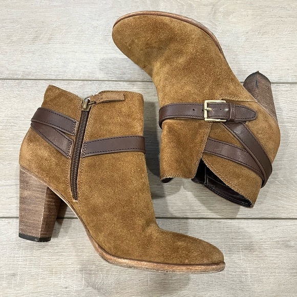 Cole Haan Shoes - COLE HAAN Hayes brown leather strap heeled ankle booties size 6.5